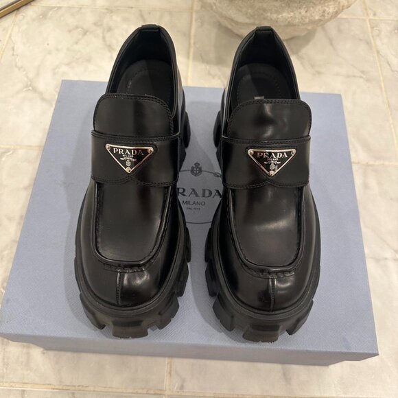 Prada Leather Triangle Logo Loafer - Picture 1 of 3